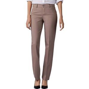 Lee Women's Secretly Shapes Regular Fit Straight Leg Pants SZ 12 Short Khaki Tan